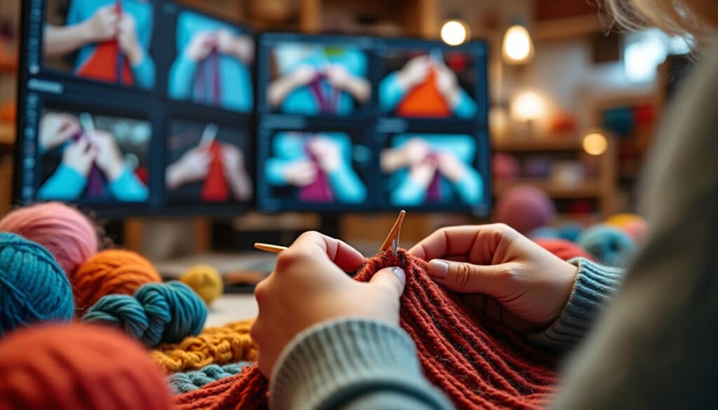 découvrez l'apprentissage du tricot en circulaire grâce à des vidéos ralenties captivantes issues d'un atelier de création textile, idéales pour maîtriser chaque geste pas à pas.