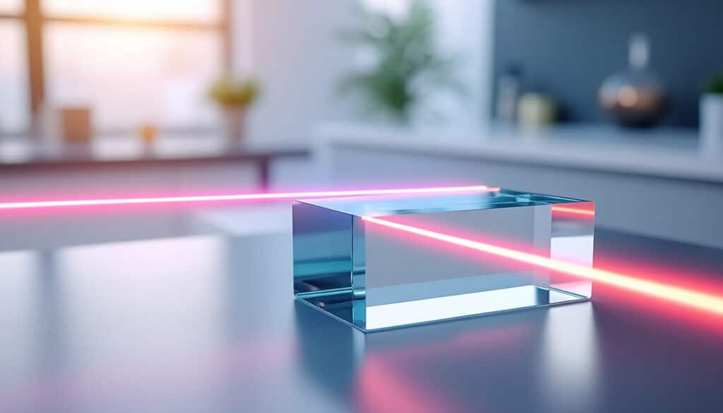 découvrez une étude détaillée de l'optique géométrique à travers l'analyse de la réfraction de la lumière, présentée dans un module de physique expérimentale illustré.