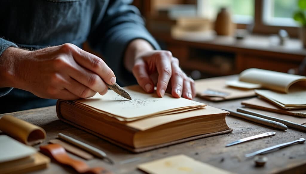 découvrez les techniques traditionnelles de reliure d'art transmises au sein d'un atelier de conservation du patrimoine, alliant savoir-faire artisanal et préservation historique.